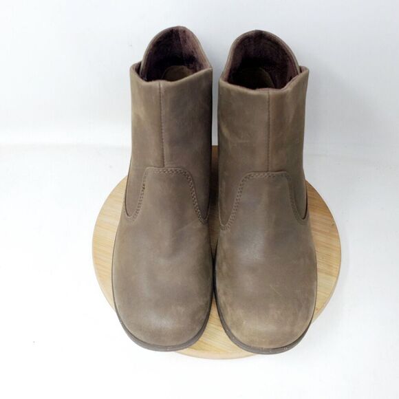 KEEN Akita Ankle Boots Womens 9.5 Brown Leather Wedge Lug Bootie Shoes - Picture 4 of 14